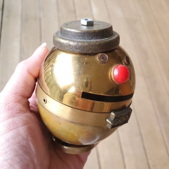 Vintage Brass Egg Shaped Coin Bank - Picture 2 of 5